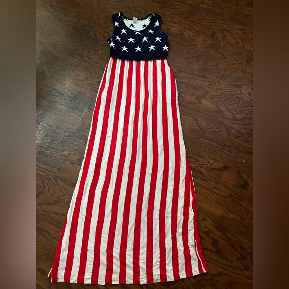 Women’s L Patriotic Star and Stripes American flag July 4 dress